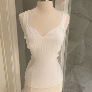 WHBM White ribbed tank sweater XS